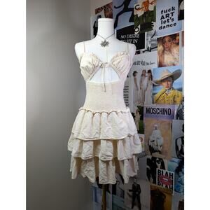 Bohemian Shirred Ruffle Dress